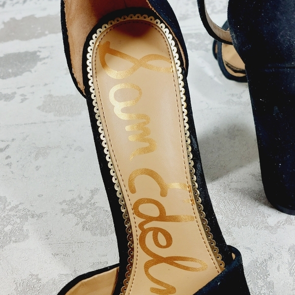 New Sam Edelman Omar Black Suede Ankle Strap Heeled Sandals O398 - Picture 10 of 13